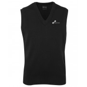 Mens Knitted Wool Blend Vest (Black) with white logo